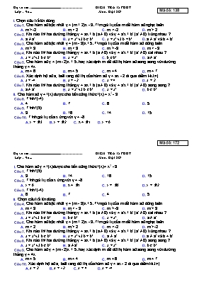 Kiểm tra 15 phút môn Đại số - Mã đề 138